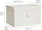 StorageWorks Fabric Storage Bins with Lid, Decorative Storage Boxes for Shelves, Stackable Closet Organizer Basket with Handl