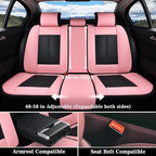 Coverado Car Seat Covers Full Set, Waterproof Nappa Leather Seat Covers for Car, Car Seat Protector with Lumbar Support, Auto