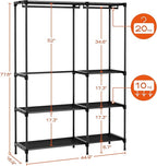 CASAMAYA Clothes Rack, Portable Closet, 44.9 Inch Large Capacity Wardrobe Closet, Clothes Storage Organizer with Shelves and 