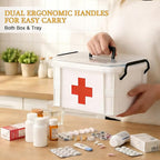 2 Pack Clear Medicine Organizer Box with Handle, Plastic Medicine Container with Tray First Aid Box Empty, Thickened Medicine
