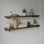 Industrial Pipe Wall Wood Shelves,Real Wooden Shelves 48" in Walnut Color with 1.2" Extra Thickness, Modern Floating Shevles
