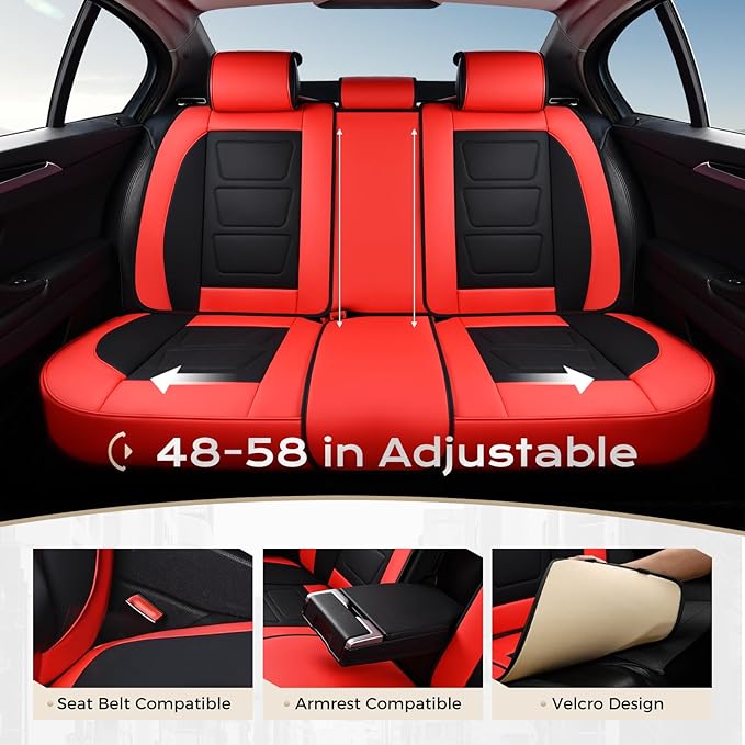 Coverado Car Seat Covers Full Set, Seat Covers for Cars, Front Seat Covers and Back Seat Cover Waterproof Leather Automotive 