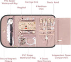 Travel Jewelry Organizer Box, Foldable Travel Case for Earrings, Necklaces, Rings, Bracelets, Black