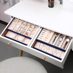 LANDICI Stackable Jewelry Organizer Trays 4 Set,PU Leather Jewelry Organizer Drawer,Jewelry Storage Display Tray for Earring 