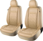 CAROMOP Faux Leather Car Seat Covers 2 Front Set,Luxury and Comfortable Seat Covers for Cars, Airbag Compatible Car Interior 