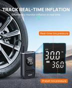 Tire Inflator Portable Air Compressor - ZGZUXO 150PSI Cordless Air Pump for Car Tires with Pressure Gauge LED Light, Electric Bike Tire Pump for Car Motorcycle Bicycle Ball, Auto Shut-Off