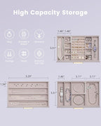 Lolalet Jewelry Box Organizer, 3-Layer Jewelry Organizers and Storage Case with Glass Lid, Ring Earring Bracelet Necklace Hol