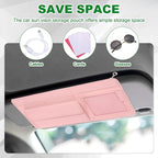 PATIKIL 1 Pcs Car Sun Visor Organizer, 12.8 x 6.5 Inch PU Leather Vehicle Storage Pouch Holder for Sunglasses Card Pen Driver License Car Accessories, Beige
