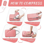 WOOMADA Compression Packing Cubes for Suitcases Travel Essentials 4 Set Expandable Travel Bags Organizer for Luggage(pink)