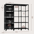 Portable Closet, Easy Assembly, Large Capacity Wardrobe Closet, Sturdy and Stable Clothes Rack with Shelves 4 Storage Baskets