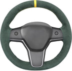 MEWANT Hand Stitched Steering Wheel Cover for Tesla Model 3 2017-2023 / Model Y 2020-2023 Accessories