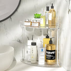 NPPLUS 2 Tier Acrylic Bathroom Counter Organizer, Clear Bathroom Countertop Corner Organizer, 2-Tier Corner Storage Shelf Van
