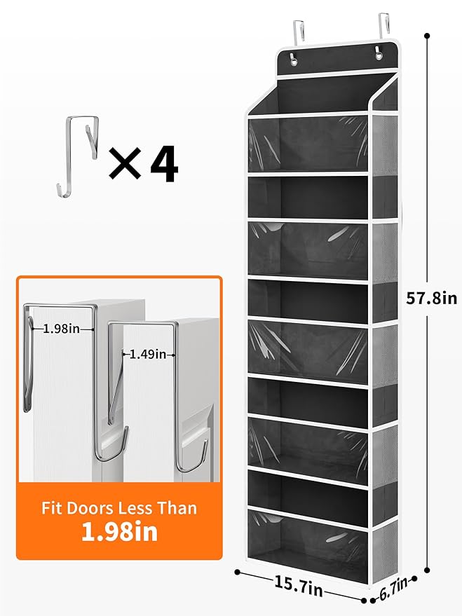 JARLINK 2 Pack Toy Stuffed Animal Storage, Over The Door Organizer W/Clear View Windows, 44lb Load, Baby Toy Storage Organize
