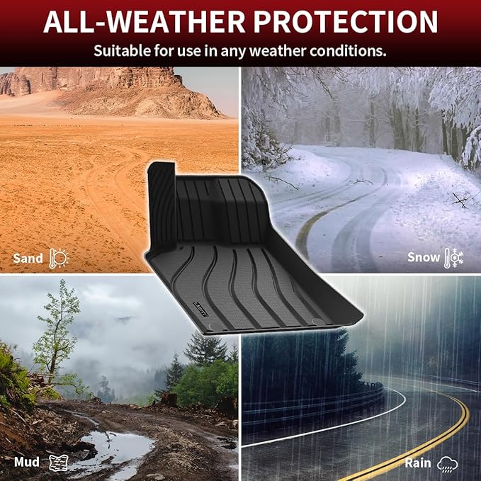 LASFIT Floor Mats for Porsche Macan 2014-2026 All Weather Floor Liner TPE Custom Fit Car Mats for Porsche Macan 1st & 2nd Row Rubber Mats, Black, Easy to Clean