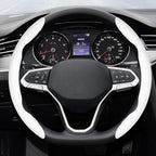 2-Piece Steering Wheel Cover, Carbon Fiber Segmented Steering Wheel Protector, Universal and Anti-Slip Durable Car Leather Pr