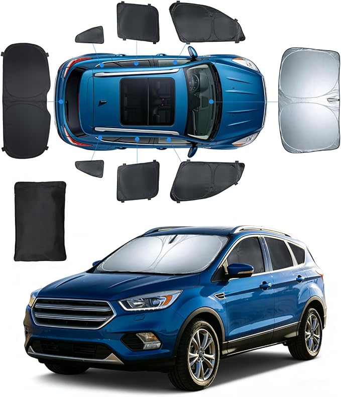Sun Shades for Ford Escape 2013-2019 Windshield Sunshade Accessories Full Window Shades for Escape Front Rear Side Window Covers Fixed with Inserts Sun Visor Blocker Privacy Car Keep Car Cool 8 PCS