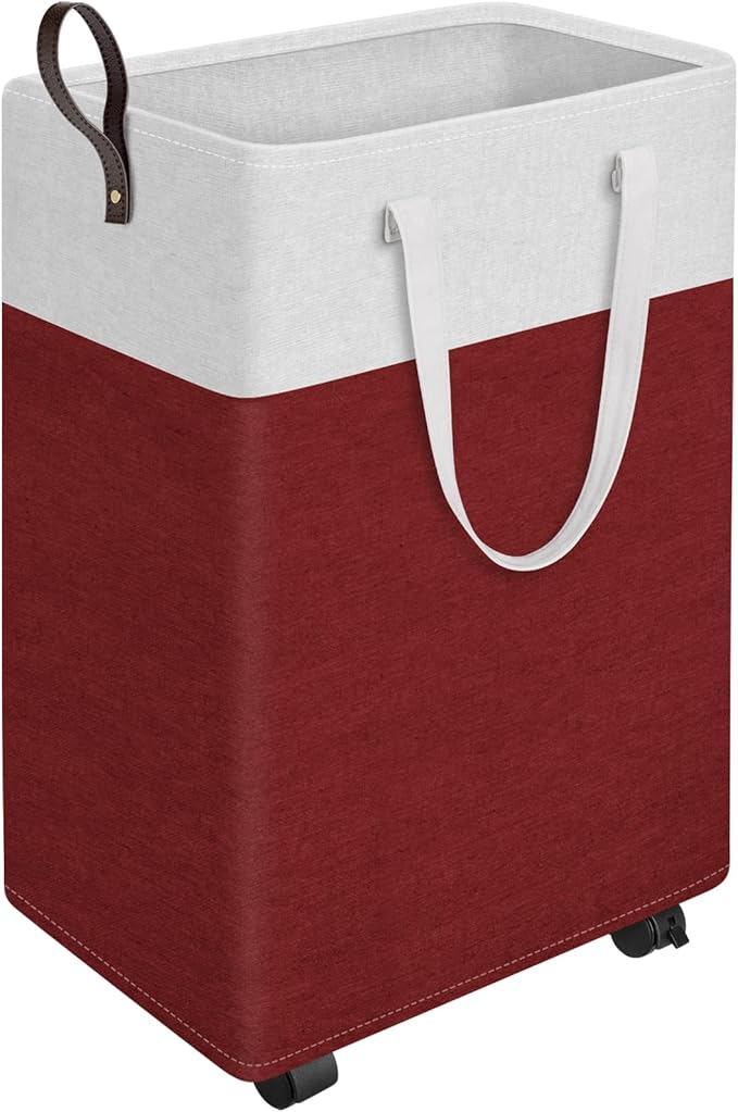 HomeHacks 90L Large - Capacity Rolling Laundry Basket, Laundry Hamper with 4 Smooth Wheels, Collapsible Waterproof Clothes Ba
