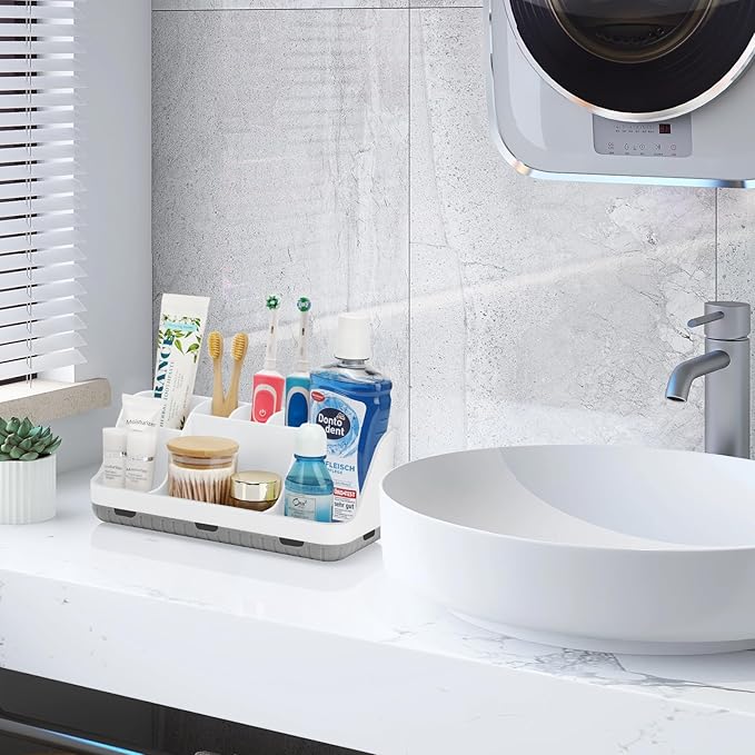 GFWARE Toothbrush Holders for Bathrooms Countertop Organizer - Kids Electric Toothbrush and Toothpaste Holder Detachable 7 Sl