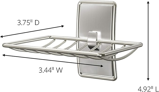 Command Soap Dish for Shower,Damage Free Hanging Bathroom Soap Dish,No Tools Bar-Soap Holder,1 Satin Nickel-Soap-Dish and 2 W