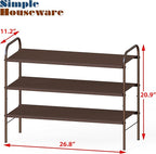 Simple Houseware 3-Tier Shoe Rack Storage Organizer, Bronze – Space-Saving Shoe Shelf, Holds 9–16 Pairs, Sturdy Metal Frame, 