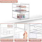 Sorbus Makeup Organizer With 3 Drawers, Acrylic Drawer Organizer for Makeup, Office Organization and Storage, Art Supplies, J