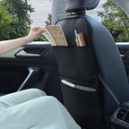 Kick Mat Back Seat Protector Waterproof Leather Car Seat Back Organizers Cover with 3 Storage Pockets for Kids Pets SUV Sedan Minivan Truck Car Travel Accessories (Black 2-Pack)