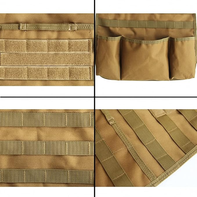 Car Seat Back Organizer, Tactical Molle Nylon Vehicle Panel Universal Fit Car Backseat Cover Protector (Olny Tan molle seat organizer)