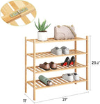 BMOSU 4-Tier Bamboo Shoe Rack Premium Stackable Shoe Shelf Storage Organizer for Hallway Closet Living Room Entryway Organize