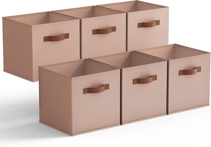 GRANNY SAYS Cube Storage Bins, 11 Inch Cube Storage Organizer, Fabric Storage Bins with PU Handle, Clothing Storage Baskets f