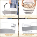 OOAMBB 43L+43L Collapsible Laundry Baskets plastic, Pop Up Laundry hamper/Storage Container, Foldable Laundry Basket with Han