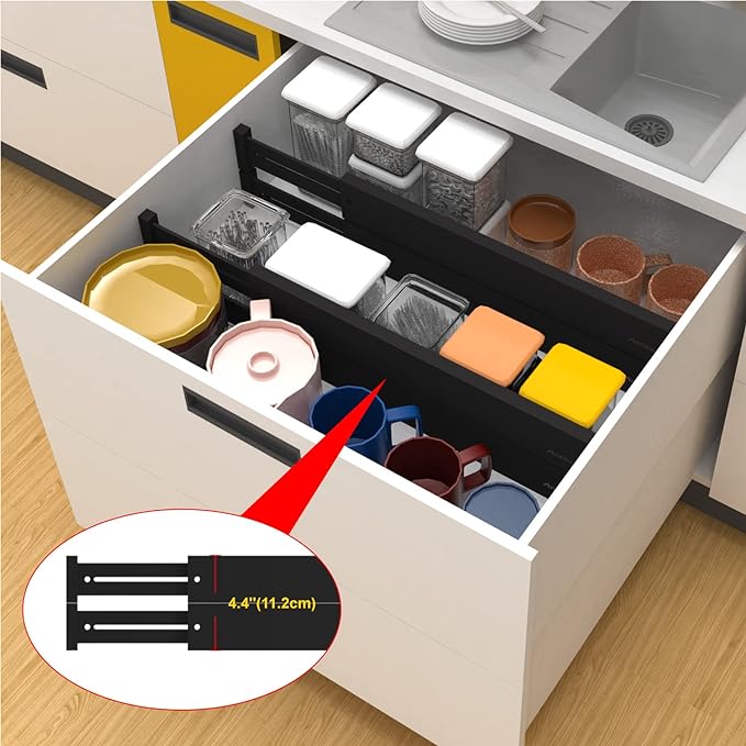 ANTOWIN Bamboo Drawer Dividers Organizers, Expandable Drawer Separators Splitter,17-22 inches Long Adjustable Spring-loaded O