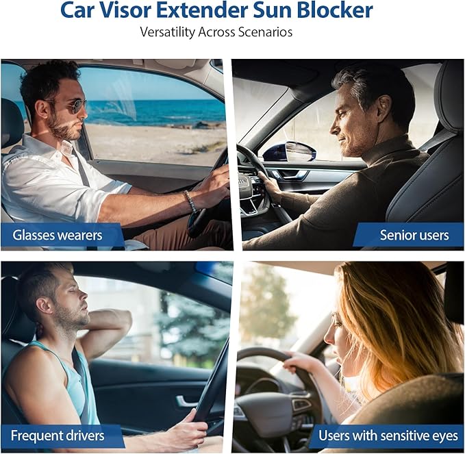 Polarised Sun Visor Extender for Vehicles, Adjustable Anti-Glare Side Window Sun Visor Extension Accessory, Blocks Ultraviolet Rays and Sunlight