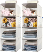 2 Packs Hanging Closet Organizer Storage, 4-Shelf Hanging Shelves for Closet, Closet Clothes Organizer and Storage with Side 