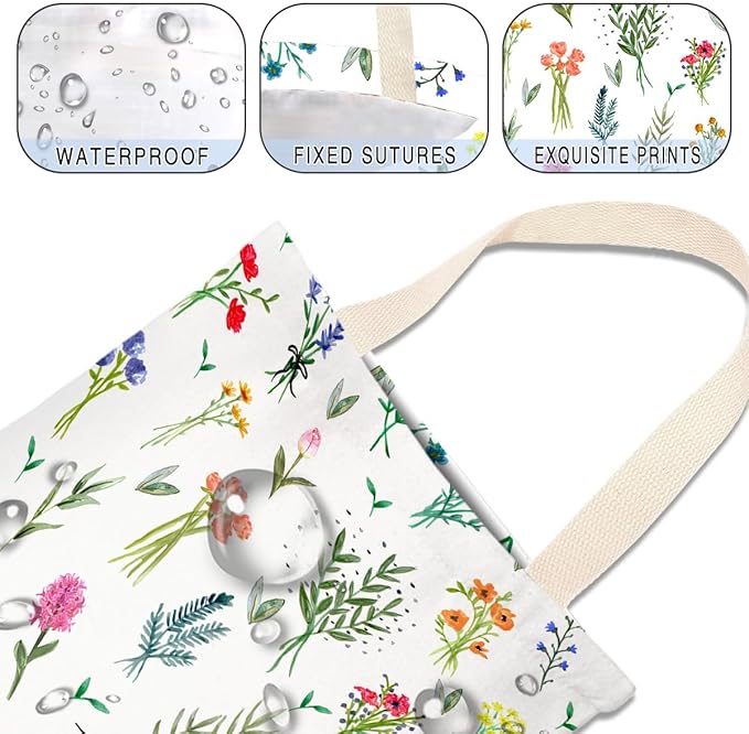 IRADA Car Trash Bag Hanging No Snap Small Garbage Bag for Car Back Seat Cute Printed One-Handed Strap Trash Bags Car Accessories-Wildflowers-White Car Trash Bags