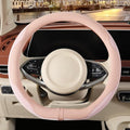 14 inch D Shaped Steering Wheel Cover for Prius Civic, Nappa Microfiber Leather Non-Slip Breathable Fabric, Warm in Winter an