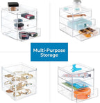 Clarity Cosmetic Organizer for Vanity Cabinet to Hold Makeup, Beauty Products - 3 Drawer, Clear