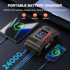 6000A UltraSafe Jump Starter with 160PSI Air Compressor, 12V Car Battery Booster, Portable Jump Box, Power Bank & Jumper Cables, LED Display, LED Light, for 10L Gas & 10L Diesel Engines