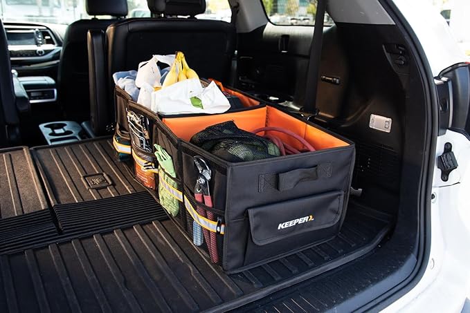 KEEPER Extra Large Car Trunk Organizer, 70L, Multi-Compartment Collapsible Car Organizers and Storage, Non-Slip Bottom,