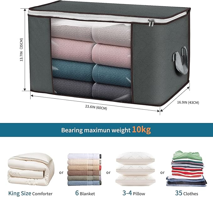 Large Storage Bags, 8 Pack Clothes Storage Bins Foldable Closet Organizers Storage Containers with Durable Handles Thick Fabr