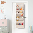 STORAGE MANIAC Over the Door Shoe Organizer with Curtain Dustproof Heavy-Duty Large Deep Pocket Hanging Shoe Organizer for Cl