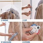 Hanging Vacuum Storage Bags, 3 Pack Large Hanging Vacuum Seal Bags for Clothing, Space Saver for Clothes, Jackets, Closet Org