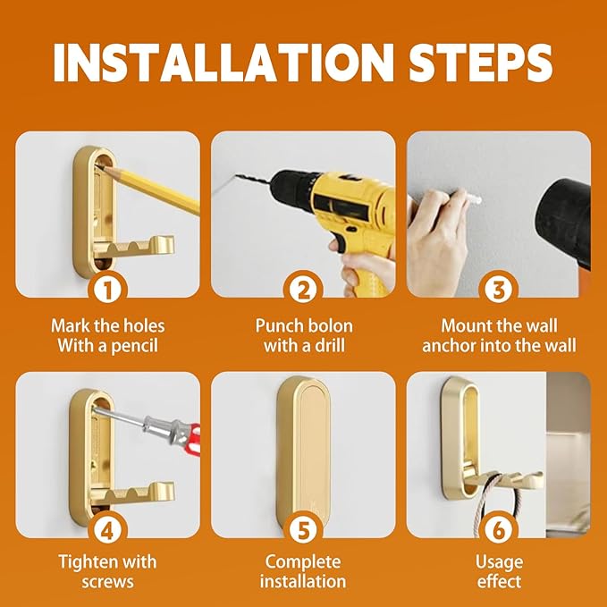 Foldable Hooks Wall Mount, Folding Coat Hooks Wall Mounted - Retractable Space Saving Organizer for Bathroom, Kitchen, Bedroo