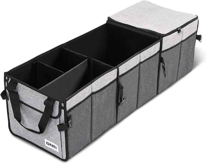 DNA Motoring Trunk Organizer for Car, 90L Large Capacity Foldable Trunk Organizer, Multi Compartment Car Trunk Organizer
