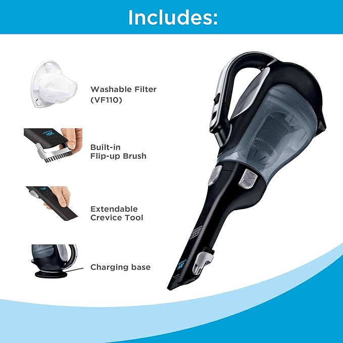 BLACK+DECKER dustbuster 20V Hand Vacuum Cordless Rechargeable, Car Vacuum Portable, Powerful Suction AdvancedClean Hand Vac w