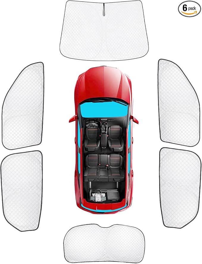 KMF 6pcs Thicken Sun Shades for Chevy Blazer(Not EV) Accessories 2019-2026, Car Window Covers for Windshield Side Rear, UV Block and Blackout Privacy for Camping Outdoor