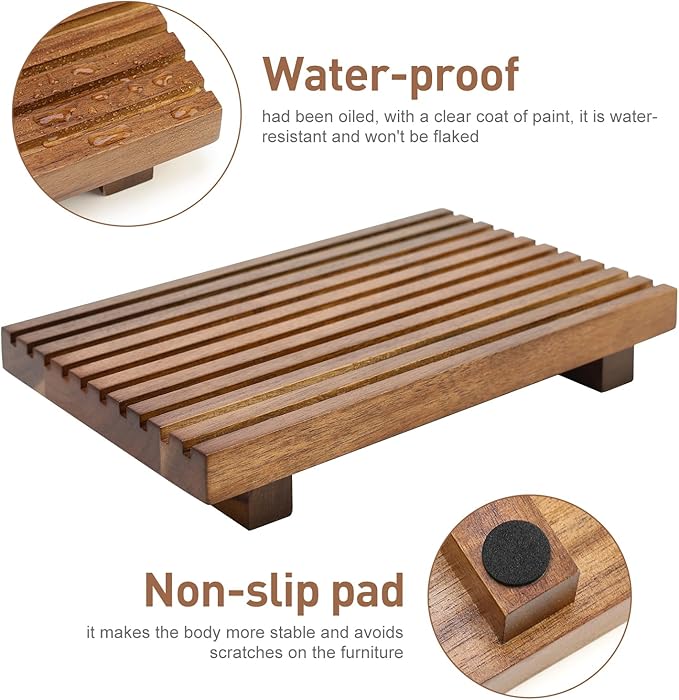 Acacia Wood Risers for Bathroom Tray Kitchen Counter Decor Bathroom Sink Accessories Decorative Wooden Riser Pedestal Stand f