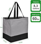 Canvas Reusable Grocery Bags Heavy Duty, 8.3 gal Foldable Large Tote Bag with Handles, Holds 60 lbs Canvas Shopping Bags, 1 Pack