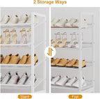 Large Shoe Rack 8 Tier Shoe Organizer, Heavy Duty Metal 4-Tier Stackable Shoe Storage Vertical Shoe Rack for Closet Front Doo