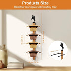 Cowboy Hat Rack, 4 Pieces Hat Rack for Cowboy with Wooden Board, Gift Cowboy Hat Holder Wall Storage-Organizer Western Hats w