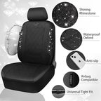 CAR PASS Oxford Bling Diamond Car Seat Covers Full Set Interior Sets, Waterproof Shining Glitter Sparkly Crystal Universal Ar